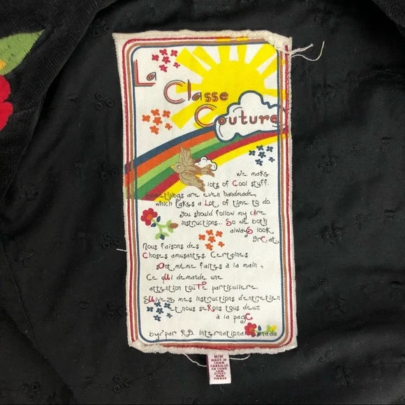 LaClasseCouture black corduroy embroidered blazerM - Picture 15 of 16